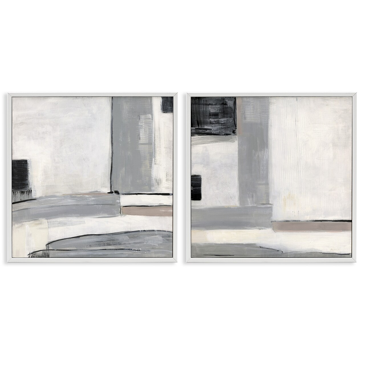 Stupell Industries Industrial Abstract Grey Geometric Framed Giclee Art